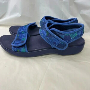TRAQ by Alegria Womens Backstrap Sport Sandals Floral Blue Textile 40 US 9.5